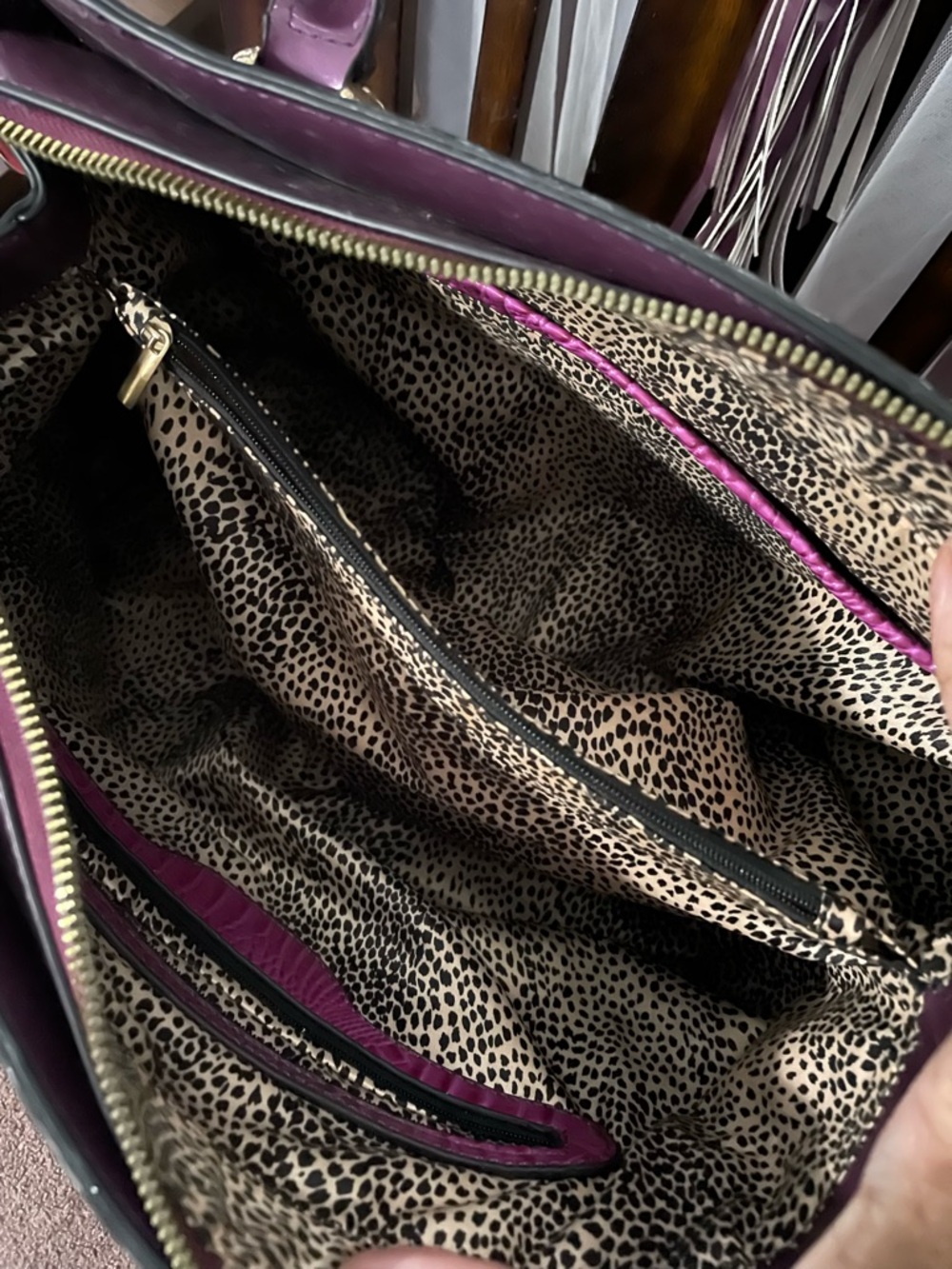 Structured Croc-Embossed Satchel and Wallet in Fuchsia - Picture 7 of 12